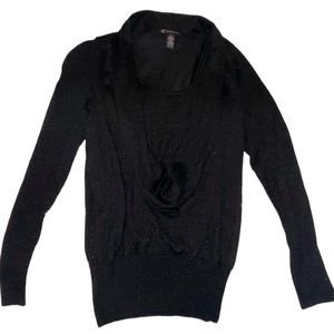 Black Shimmer Cowel Neck INC Sweater Top Size M